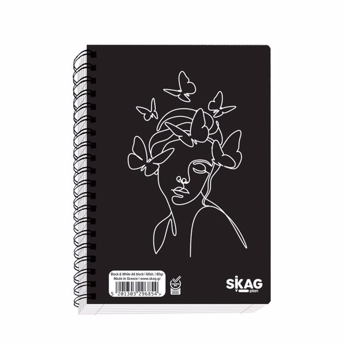SKAG ΜΠΛΟΚΑΚΙ BLACK & WHITE Α6 60Φ 80GR No9066 SKAG MPLOKAKI BLACK & WHITE A6 60F 80GR No9066