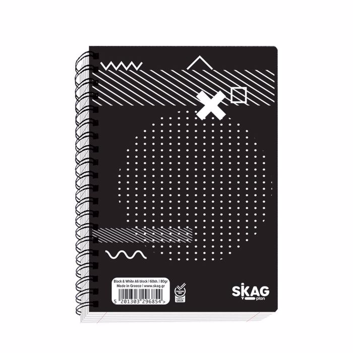 SKAG ΜΠΛΟΚΑΚΙ BLACK & WHITE Α6 60Φ 80GR No9066 SKAG MPLOKAKI BLACK & WHITE A6 60F 80GR No9066