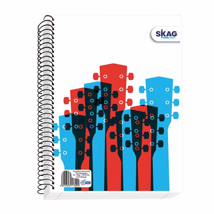 SKAG ΤΕΤΡΑΔΙΟ ΣΠΙΡΑΛ ΜΟΥΣΙΚΗΣ Α4 40Φ 70ΓΡ SKAG TETRADIO SPIRAL MOuSIKIS A4 40F 70G