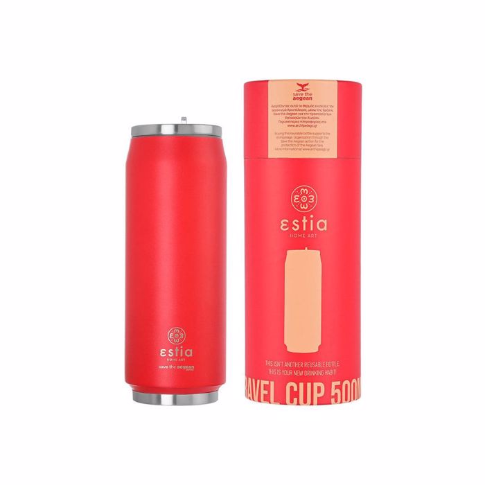 ThERMOS TRAVEL CUP SAVE THE AEGEAN 500ml SCARLET RED