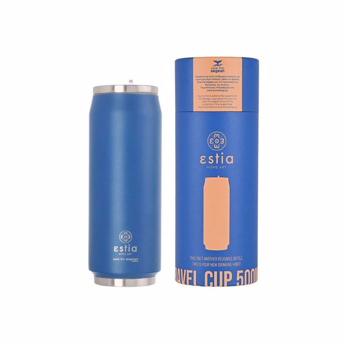 ThERMOS TRAVEL CUP SAVE THE AEGEAN 500ml DENIM BLUE