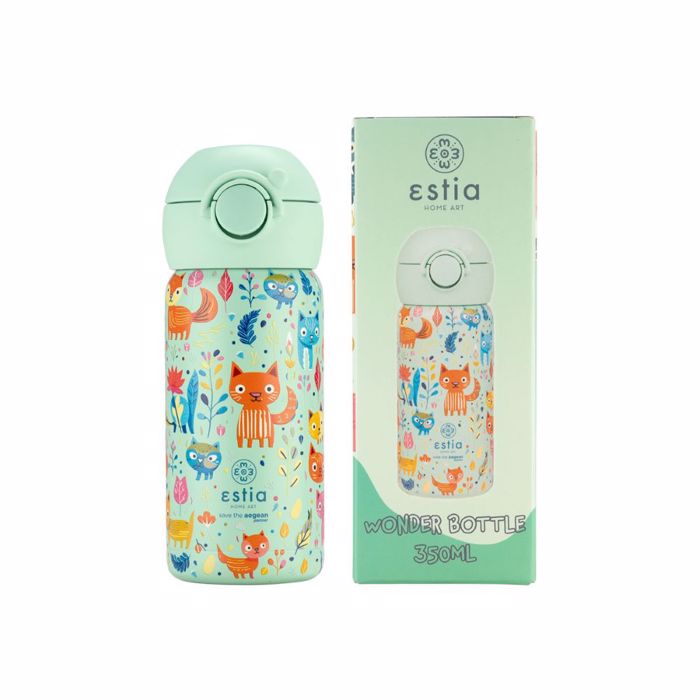 ESTIA ThERMOS PAIDIKO WONDER BOTTLE SAVE THE AEGEAN 350ml FELINE FOLIAGE