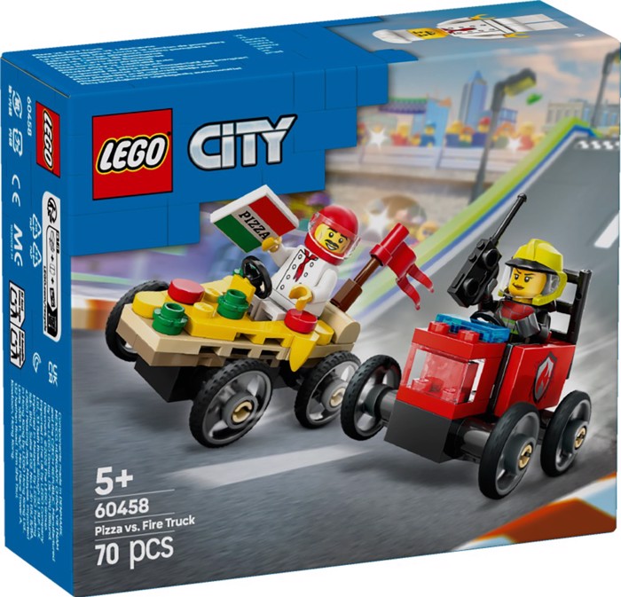 60458 LEGO PIZZA VS FIRE TRUCK RACE CAR PACK 70pcs