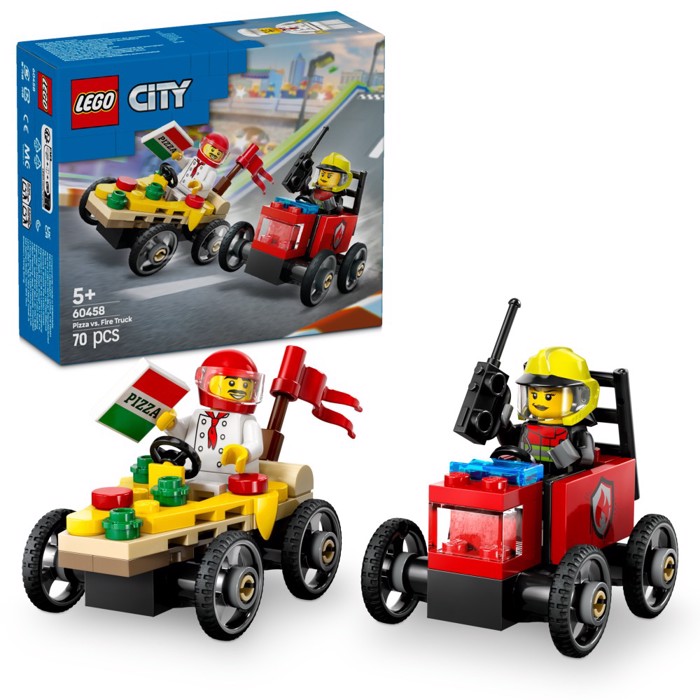 60458 LEGO PIZZA VS FIRE TRUCK RACE CAR PACK 70pcs