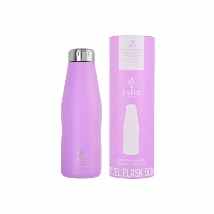 ESTIA ThERMOS TRAVEL FLASK SAVE THE AEGEAN 500ml LAVENDER PURPLE