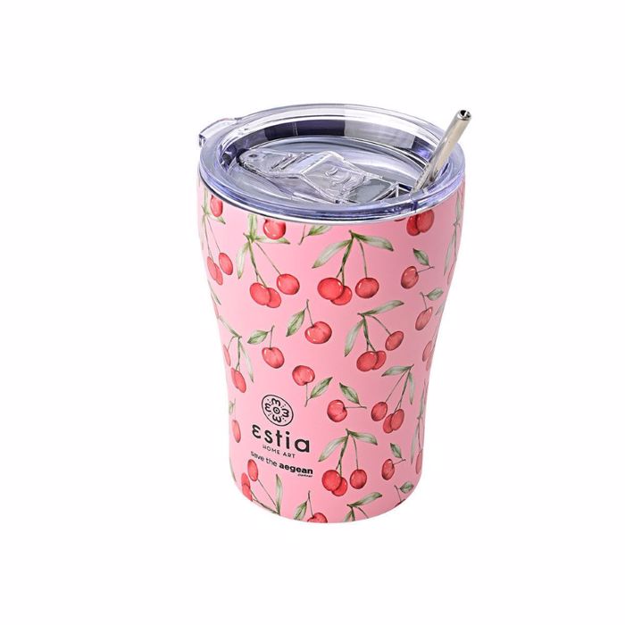 ESTIA ThERMOS COFFEE MUG SAVE THE AEGEAN 350ml CHERRY ROSE