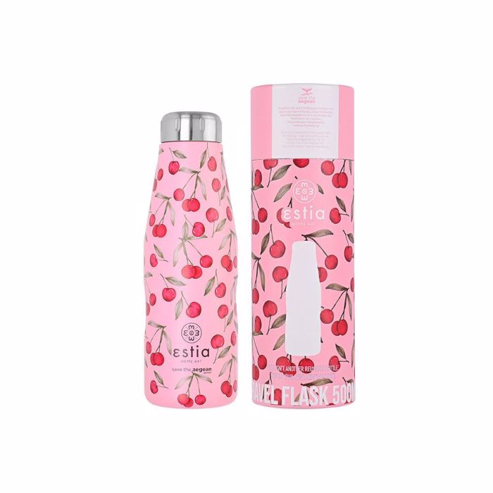 ESTIA ThERMOS TRAVEL FLASK SAVE THE AEGEAN 500ml CHERRY ROSE