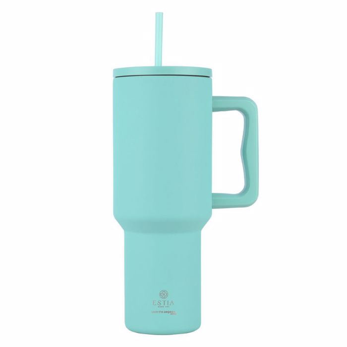 ESTIA ThERMOS STRAW TUMBLER XL SAVE THE AEGEAN 1200ml BERMUDA GREEN