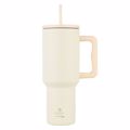 ESTIA ThERMOS STRAW TUMBLER XL SAVE THE AEGEAN 1200ml LILY WHITE