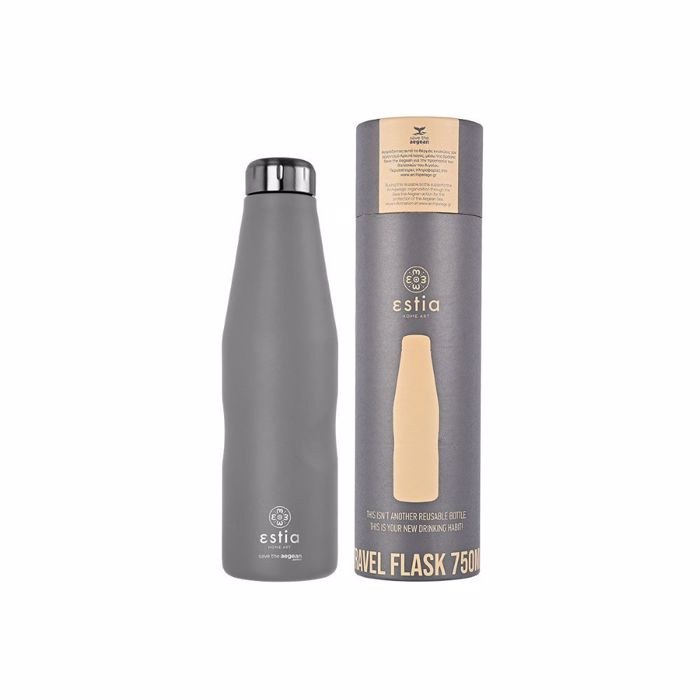 ESTIA ThERMOS TRAVEL FLASK SAVE THE AEGEAN 750ml FJORD GREY