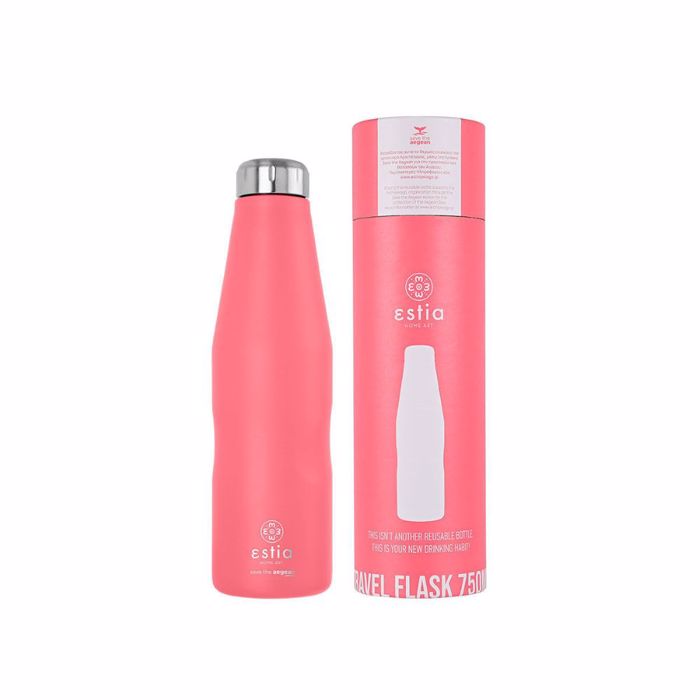 ESTIA ThERMOS TRAVEL FLASK SAVE THE AEGEAN 750ml FUSION CORAL
