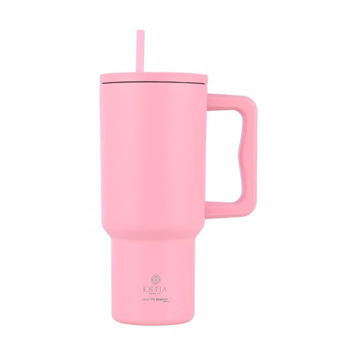 ESTIA ThERMOS STRAW TUMBLER XL SAVE THE AEGEAN 900ml BLOSSOM ROSE