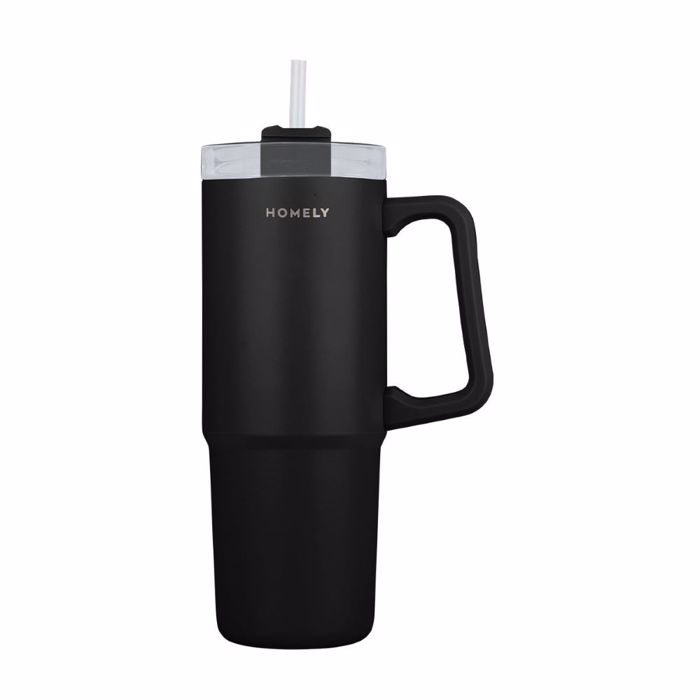 HOMELY ThERMOS STRAW TUMBLER 900ml MIDNIGHT BLACK