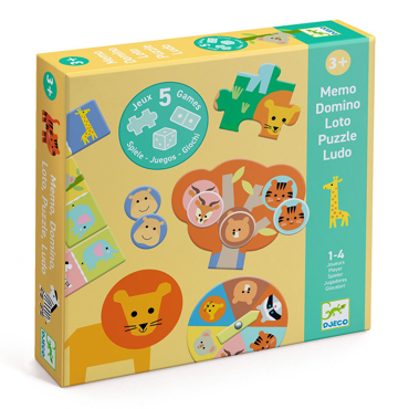 DJECO 5 GAMES BOX (MEMO-DOMINO-LOTO-PUZZLE-LUDO)
