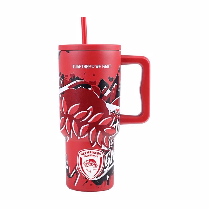 ThERMOS STRAW TUMBLER XL OLYMPIACOS BC EDITION TOGETHER WE FIGHT 900ml