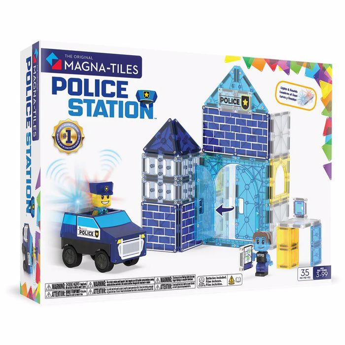 MAGNA-TILES POLICE STATION 35tmx- MAGITIKA PLAKIDIA STEM GA KATASKEuES