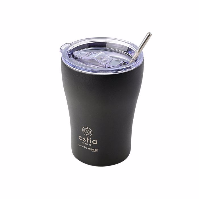 ESTIA ThERMOS COFFEE MUG SAVE THE AEGEAN 350ml MIDNIGHT BLACK