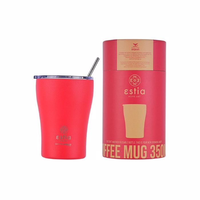 ESTIA ThERMOS COFFEE MUG SAVE THE AEGEAN 350ml SCARLET RED