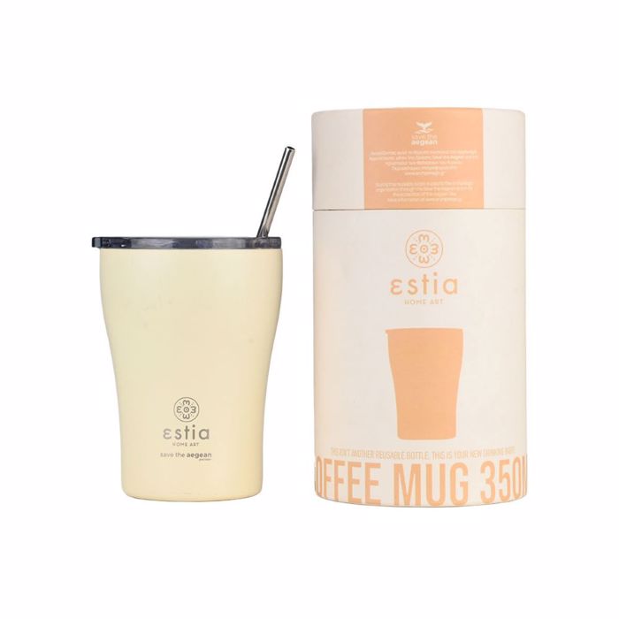ESTIA ThERMOS COFFEE MUG SAVE THE AEGEAN 350ml LILY WHITE