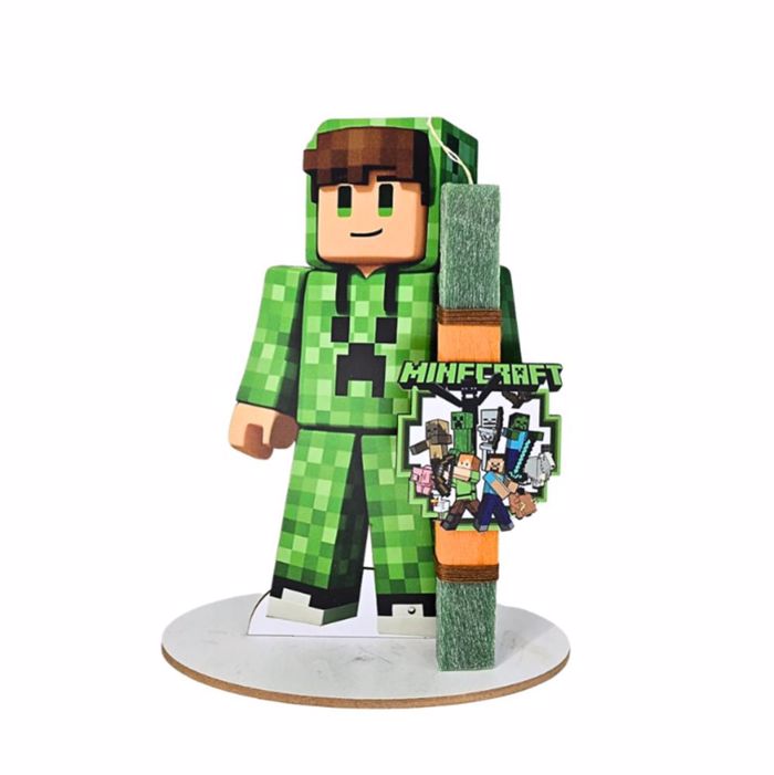 WOODENSTYLE LAMPADA PLAKE ME DIAKOSMITIKO SE XuLINI BASI- MINECRAFT