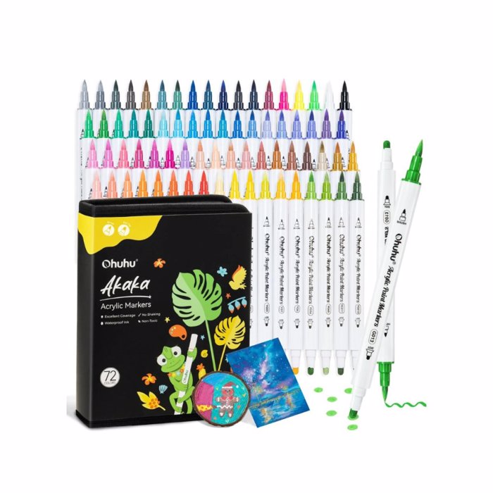 OHUHU MARKADOROI AKRuLIKOI BRUSH & DOT SET 72tmx