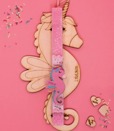 LIFELIKES ΛΑΜΠΑΔΑ ΠΛΑΚΕ ΜΕ ΞΥΛΙΝΟ ΤΑΜΠΛΟ- SEACORN GLITTER