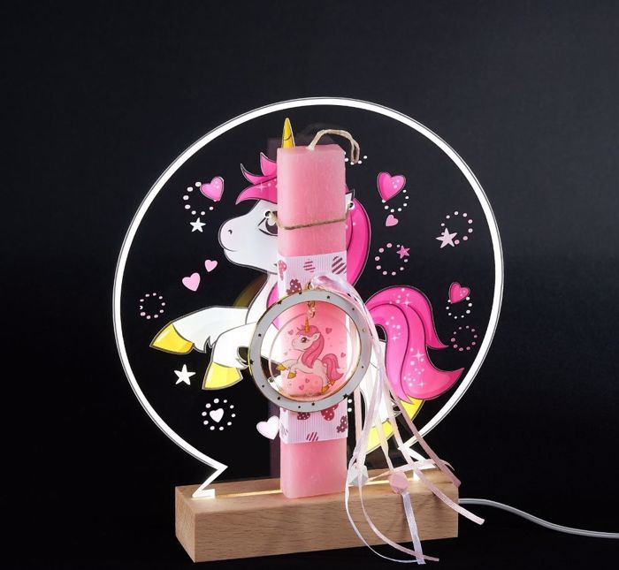 ADOREX LAMPADA PLAKE KONTI ME PLEXIGLAS ME LED BASI- ROZ MONOKEROS