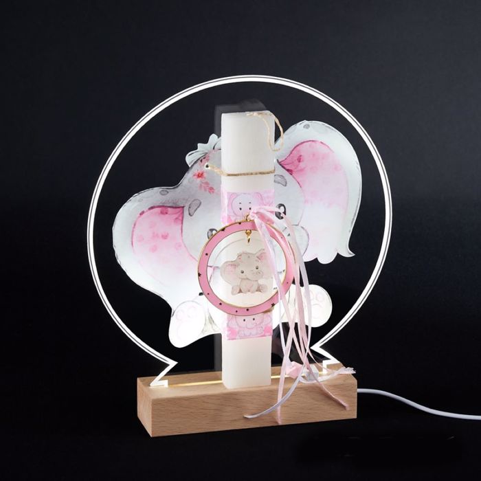 ADOREX LAMPADA PLAKE KONTI ME PLEXIGLAS ME LED BASI- ROZ ELEFANTAS