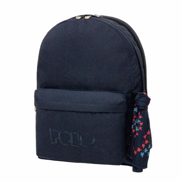 POLO ΣΑΚΙΔΙΟ ORIGINAL DOUBLE SCARF ΣΚΟΥΡΟ ΜΠΛΕ