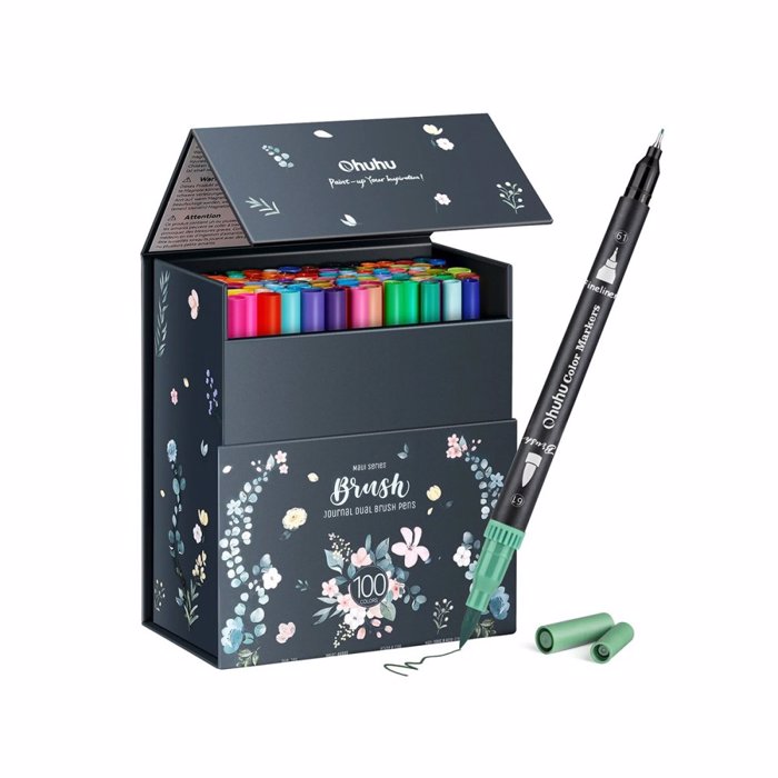 OHUHU MARKADOROI NEROu ART BRUSH & FINELINER SET 100tmx