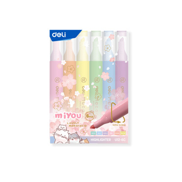 DELI ΜΑΡΚΑΔΟΡΟΙ ΥΠΟΓΡΑΜΜΙΣΗΣ ΠΛΑΚΕ 1-4mm MIYOU MACARON ΣΕΤ 6τμχ