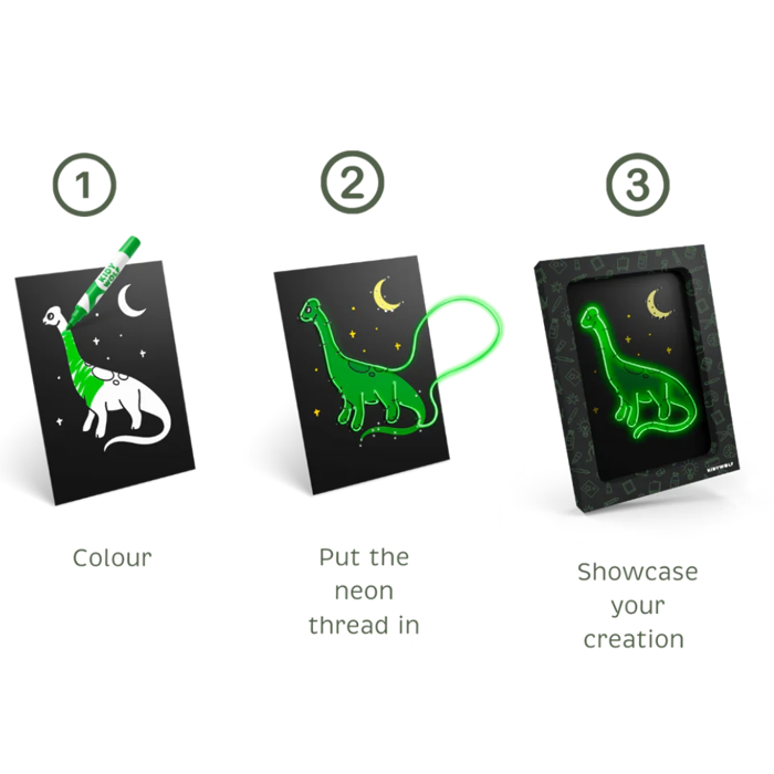 KIDYWOLF SET XEIROTEXNIAS ME NEON NIMATA KAI 3 KARTES- DEINOSAuROI