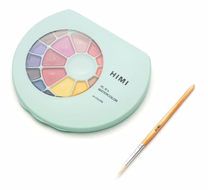 HIMI NEROMPOGES SEMI-MOIST WATERCOLOUR SET 24xr. KAI PINELO GREEN CASE