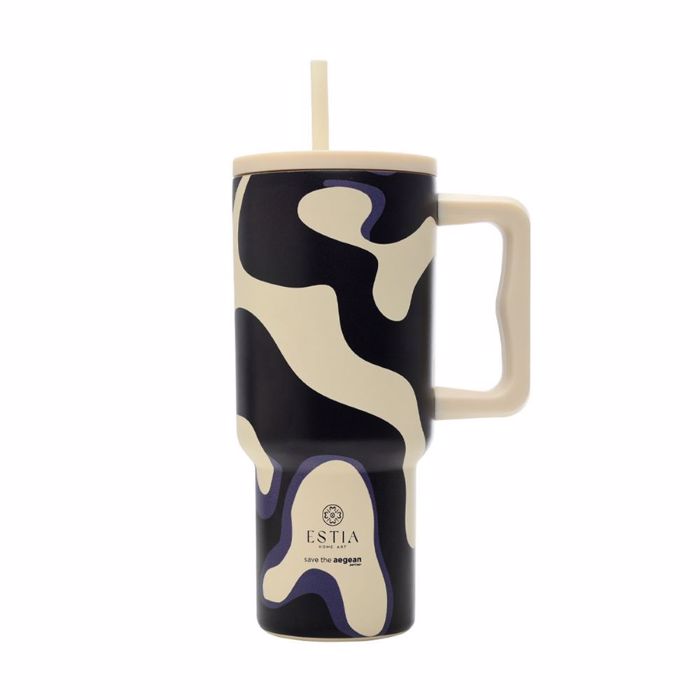 ESTIA ThERMOS STRAW TUMBLER XL SAVE THE AEGEAN 900ml BOLD DRIFT