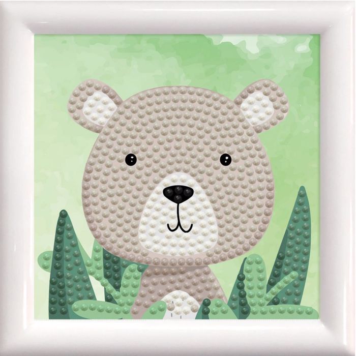 DIAMOND DOTZ WOODLAND BEAR WITH FRAME SE KAMBA 12*12CM