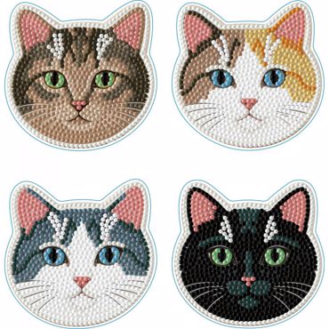 DIAMOND DOTZ CATS COASTERS 9.8*9.8CM