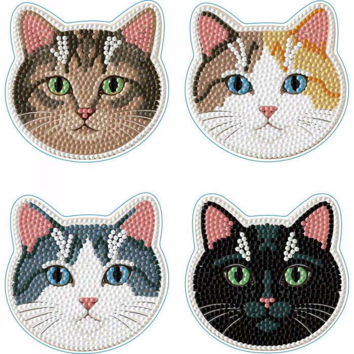 DIAMOND DOTZ CATS COASTERS 9.8*9.8CM