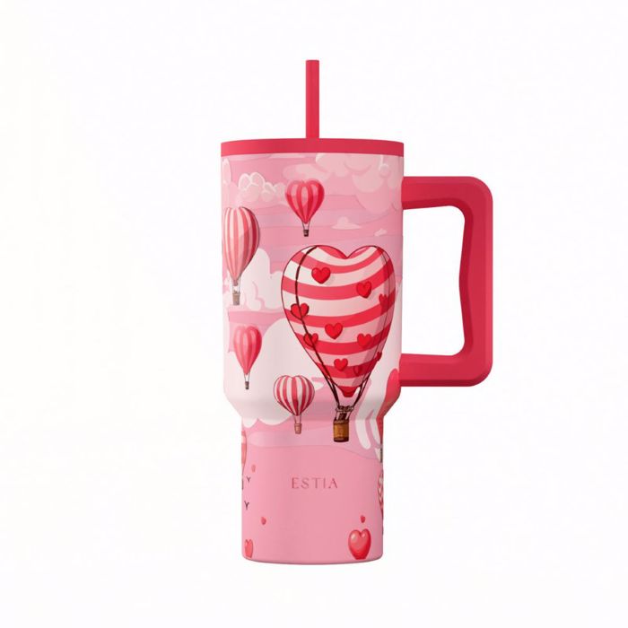ESTIA ThERMOS STRAW TUMBLER XL SAVE THE AEGEAN 900ml LOVE ASCEND