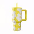 ESTIA ThERMOS STRAW TUMBLER XL SAVE THE AEGEAN 900ml YELLOW DAISY