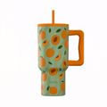 ESTIA ThERMOS STRAW TUMBLER XL SAVE THE AEGEAN 900ml PEACH GARDEN
