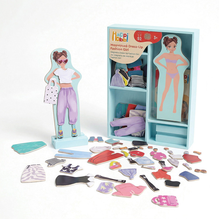 HAPPIHOBBI MAGITIKO KOuTI DRESS-UP WOODEN DOLL- FASHION GIRL