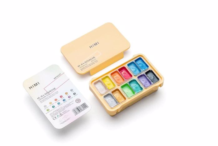 HIMI TEMPERES TWIN CUP GOUACHE SET 12xr. YELLOW  CASE