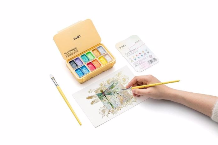 HIMI TEMPERES TWIN CUP GOUACHE SET 12xr. YELLOW  CASE